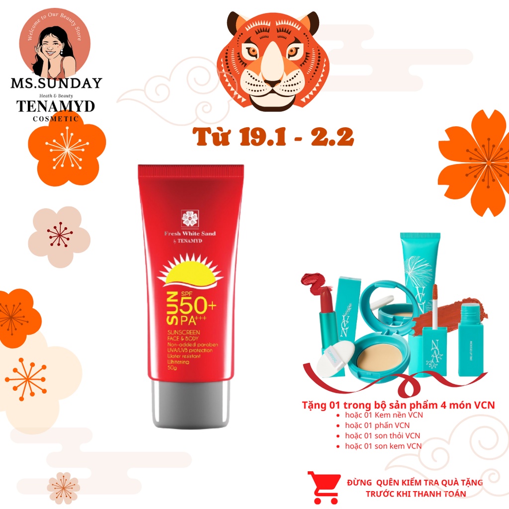 Kem siêu chống nắng, dưỡng trắng da SPF 50+/PA+++ - Tenamyd- SUNSCREEN SPF 50+/ PA+++