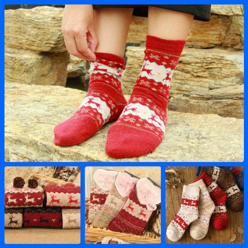 Tất vớ thổ cẩm tuần lộc Giáng Sinh đẹp rẻ dễ thương làm quà Noel ý nghĩa tặng người thân, bạn bè