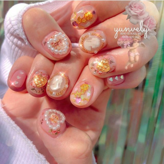 Miếng dán móng tay 3D nail sticker trang trí móng tay nghệ thuật chủ đề hoa lá (lẻ 1 tấm)