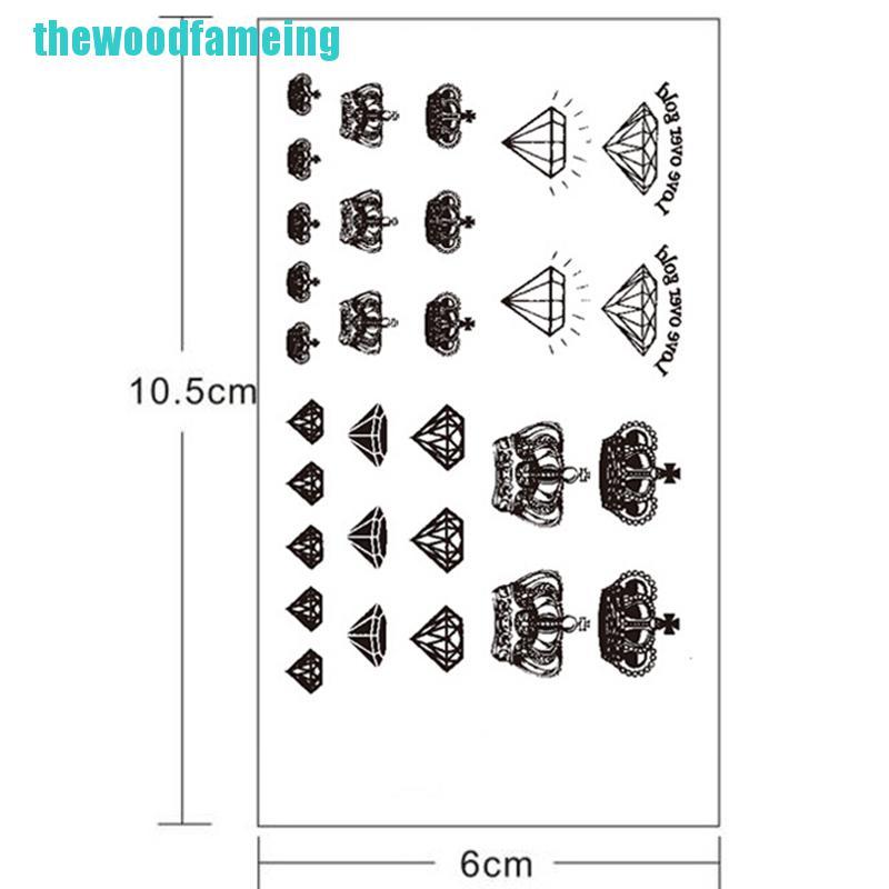 Hình Xăm Dán Tạm Thời Hình Vương Miện Đính Kim Cương Giả Chống Nước
