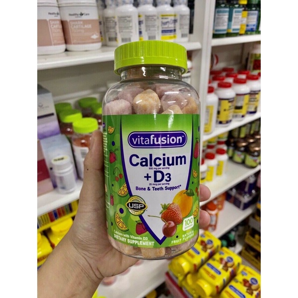 Kẹo dẻo bổ sung Canxi Vitafusion Calcium + D3 500mg 100 viên của Mỹ🍒🍎