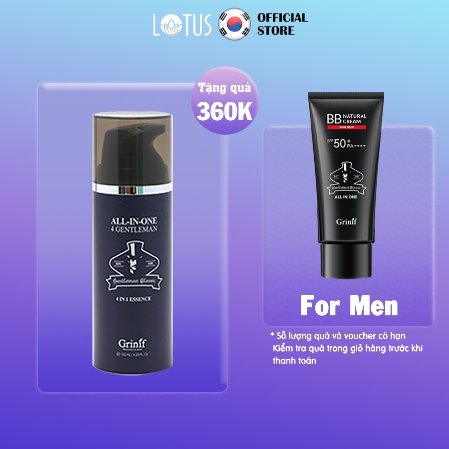 Kem dưỡng trắng da, chống lão hóa, dưỡng ẩm da, giảm thâm nám 4 trong 1 cho nam giới GRINIF All In One 4 Gentleman 120ml