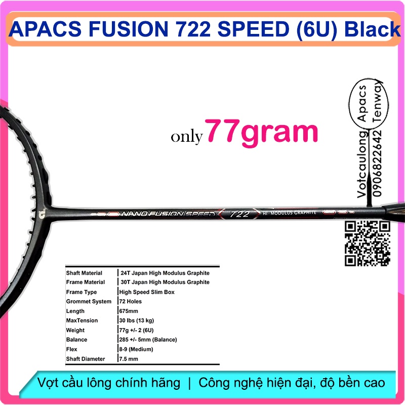[Vợt cầu lông Apacs Nano Fusion Speed 722 - 6U]