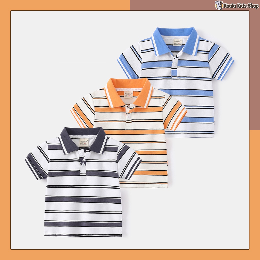 Áo thun POLO cộc tay co giãn WELLKIDS bé trai Áo có cổ bẻ trẻ em từ 2-7 tuổi