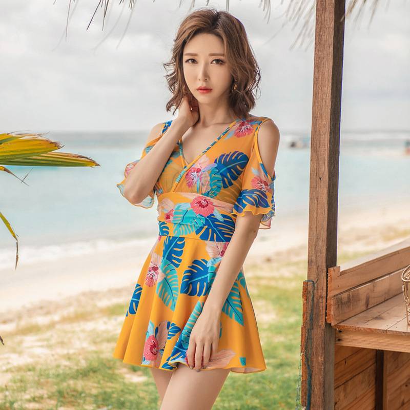 M-3XL Swimwear women fairy slim beach wear Korean style INS V-neck short sleeve swimsuit | BigBuy360 - bigbuy360.vn