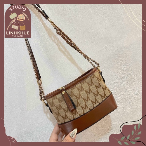 Túi xách nữ Hobo chữ M đeo chéo sang chảnh, túi Ngọc Trinh đẹp size 18 phong cách Hàn Quốc