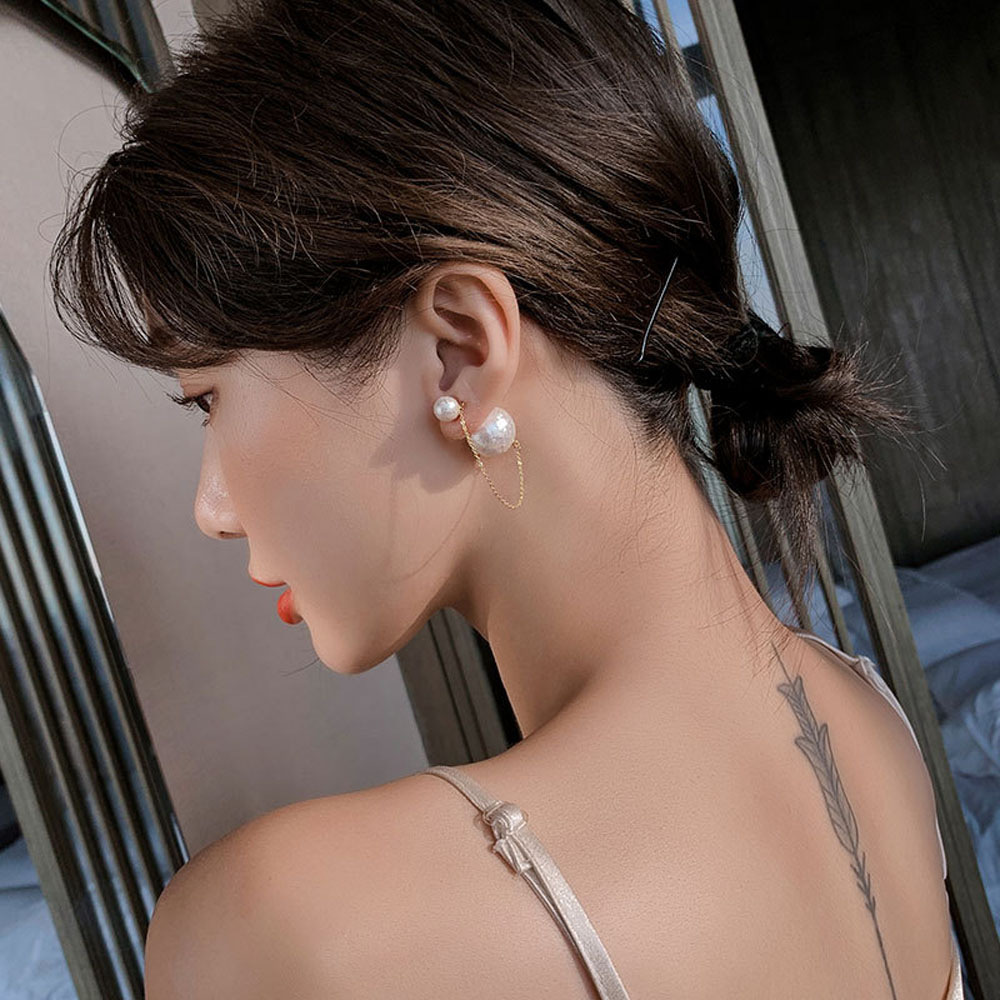 Đôi Bông Tai Dáng Dài Phối Ngọc Trai Nhân Tạo Thời Trang Cho Nữ S925