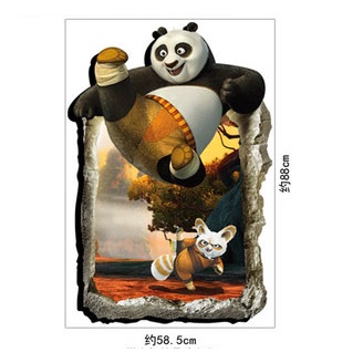 Decal 3D dán tường hình gấu panda, tranh dán tường cho bé AY9252