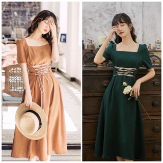 Đầm váy đan dây eo 2 màu