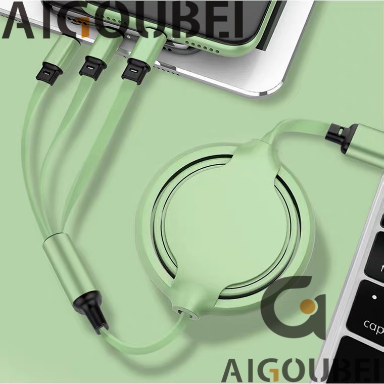 Dây cáp sạc và truyền dữ liệu 3 trong 1 nhựa macaron đa năng 1.2m thích hợp cho máy tính xách tay Apple Android Type C