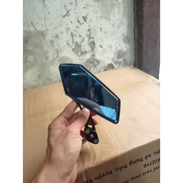 Gương chiếu hậu xe máy 5 cạnh mặt xanh chống chói thời trang. Kính hậu siêu nhân lắp các dòng xe dream wave ju si...