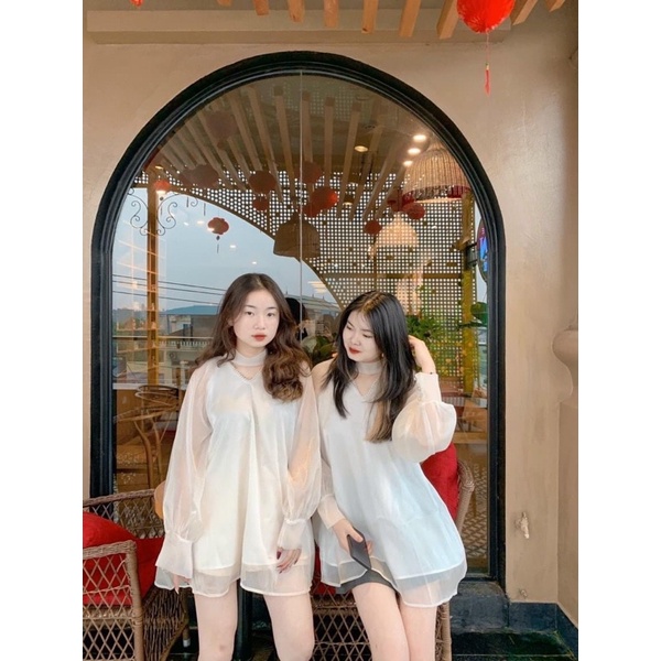 Áo bánh bèo cổ ngọc V siêu xinh chụp yếu đều được ,khách kém để xem ảnh khách fb | BigBuy360 - bigbuy360.vn