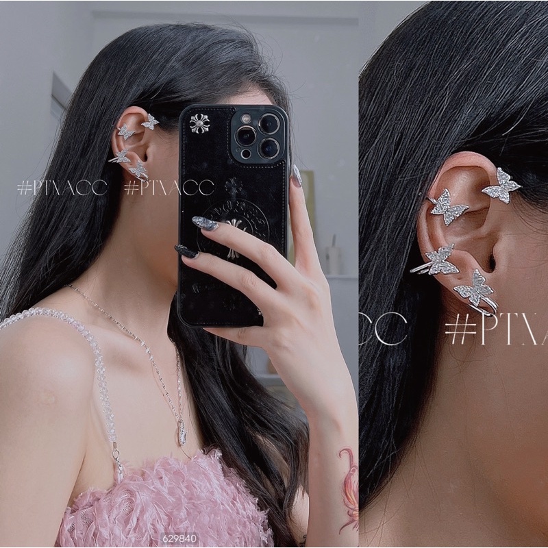 Bông tai, khuyên tai kẹp vành đính đá kiểu Trung cá tính .PTNACC.