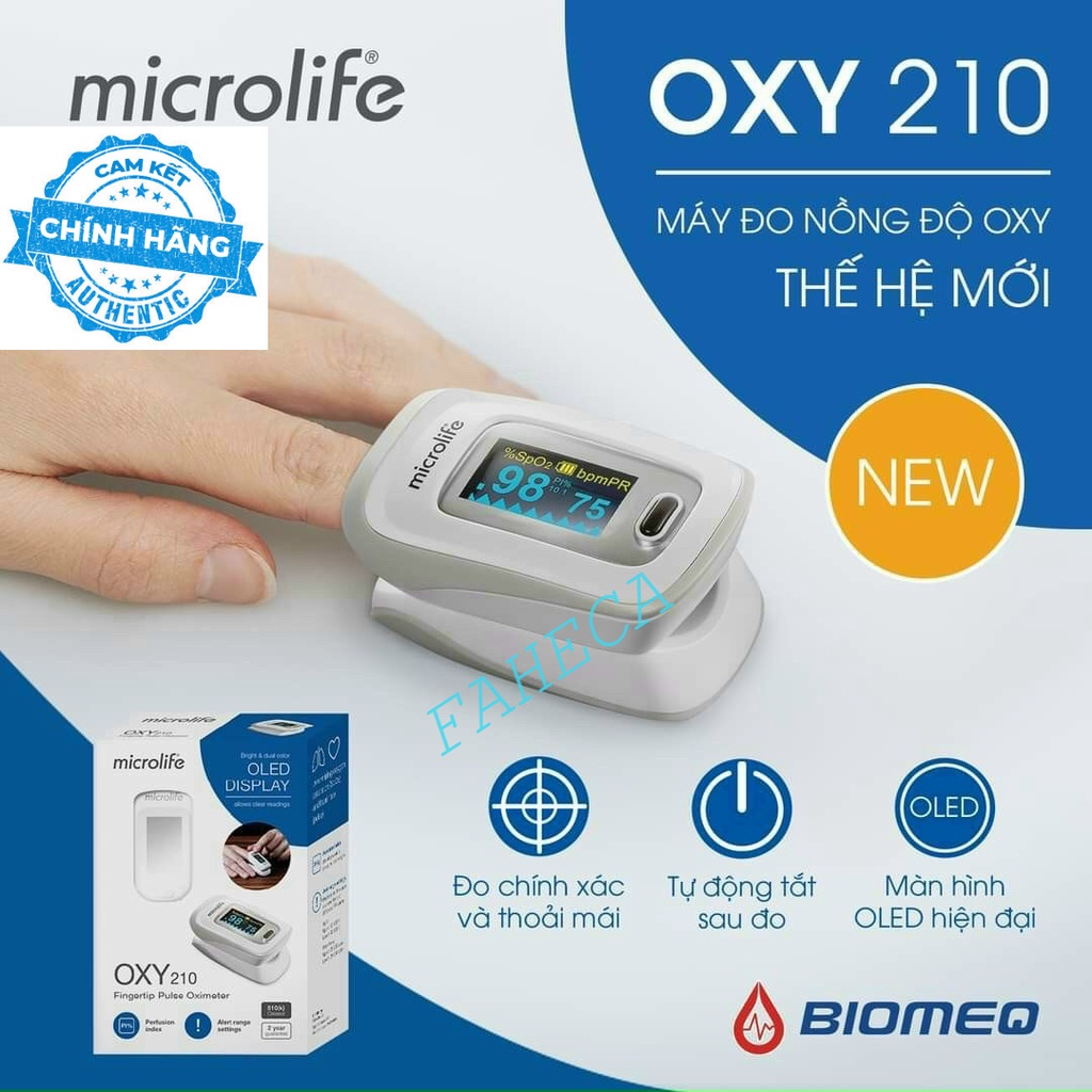 Đo nồng độ oxy trong máu Microlife OXY210 màn hình LCD có PI - Thụy Sỹ