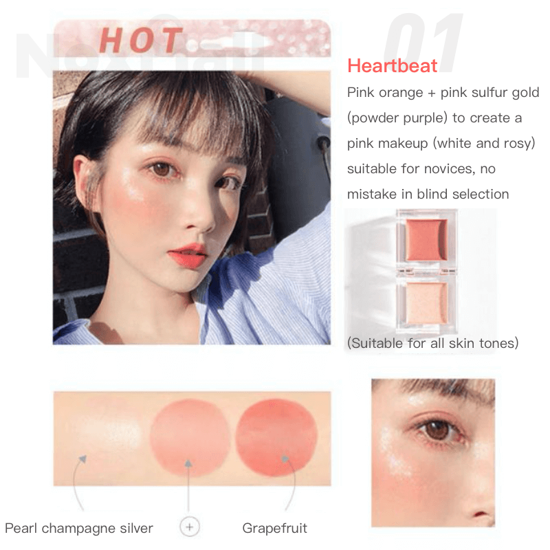 Hộp phấn má hồng NOX độ bóng cao 2 màu nude trang điểm tự nhiên 3D 5g | BigBuy360 - bigbuy360.vn