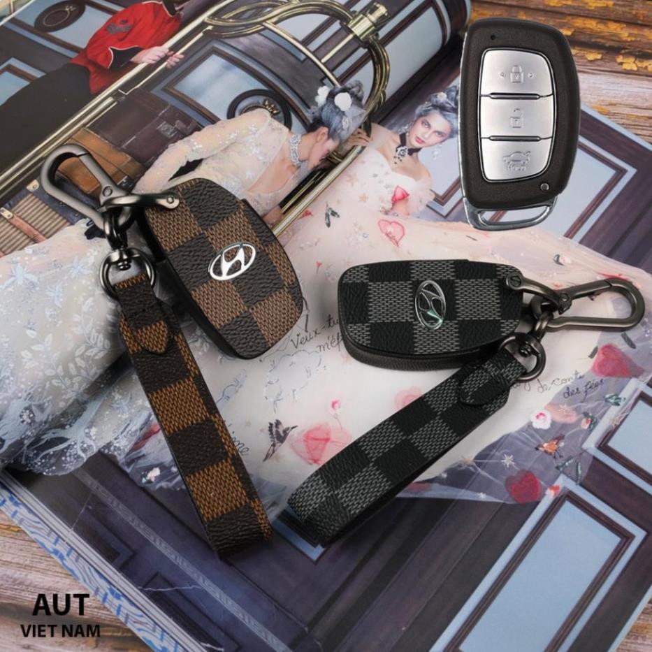 Bao da chìa khóa Smartkey Hyundai Tucson I10 handmade da thật cao cấp