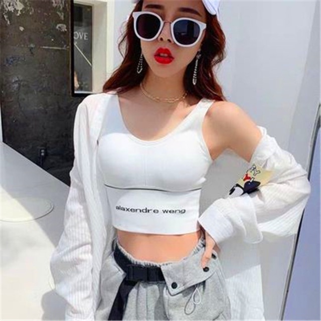 Bra tập gân tăm dáng lửng in chữ alaxender weng