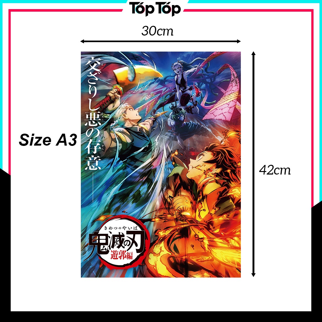 Poster anime Kimetsu No Yaiba, tranh dán tường manga wall decor KNY