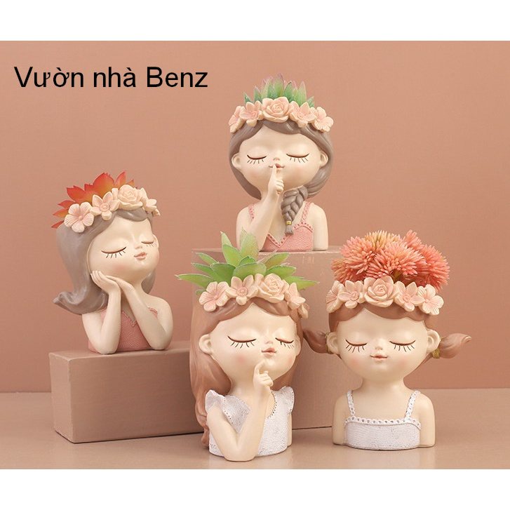 CHẬU CÔ GÁI ĐỘI BÔNG MẪU MỚI NHẤT trồng cây, để bàn  CÓ QUÀ TẶNG KÈM