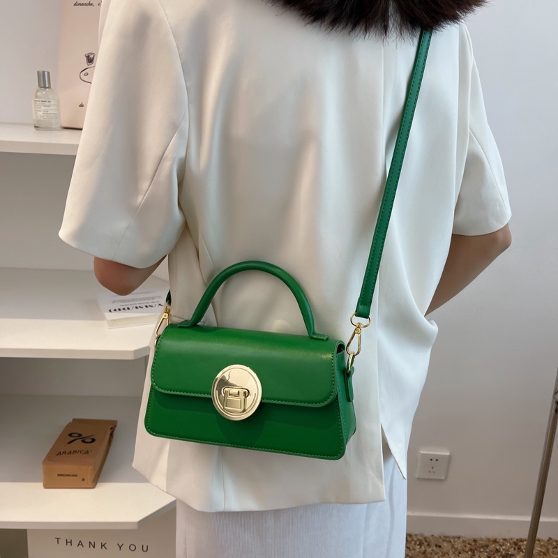 IELGY Túi Đeo Chéo Dáng Vuông Nhỏ Màu Đen Có Khóa Thời Trang Cho Nữ