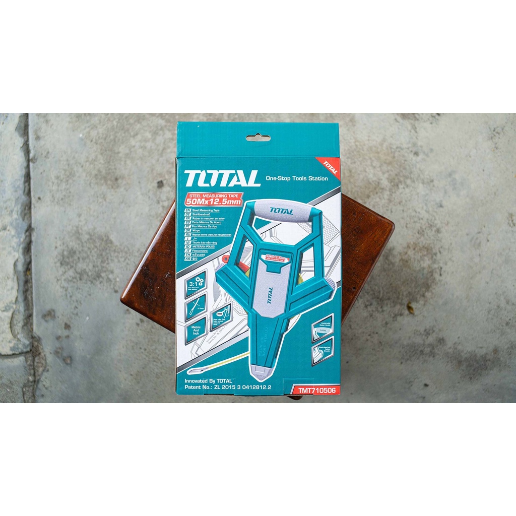 Thước cuộn thép 50m, bề rộng lá thước 12.5mm, đo lường, đo đạc chính xác Total TMT710506