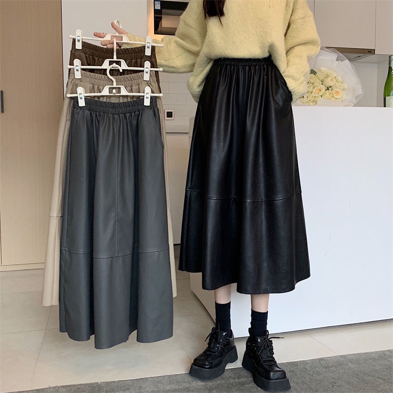 Chân Váy Chữ a Lưng Cao Bằng Da Thời Trang
