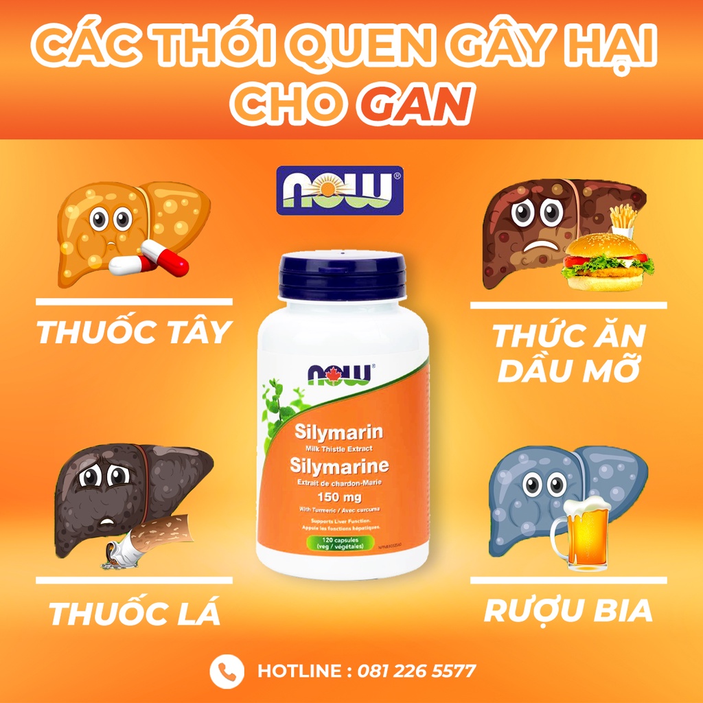 SILYMRIN Viên Uống Hỗ Trợ Giải Độc Gan Now Silymarin Milk Thistle 300mg