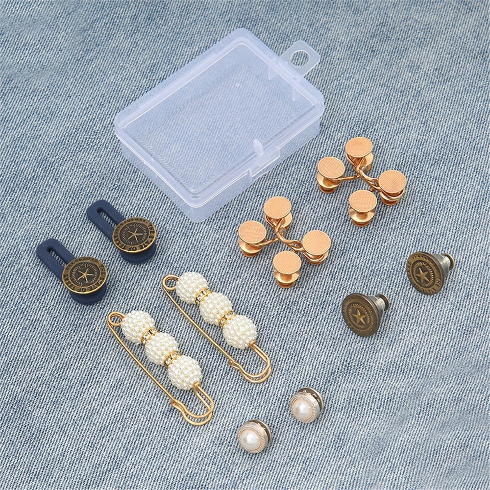 Bộ 10 nút thắt lưng bằng kim loại không đục lỗ hình hoa cúc nhỏ điều chỉnh được