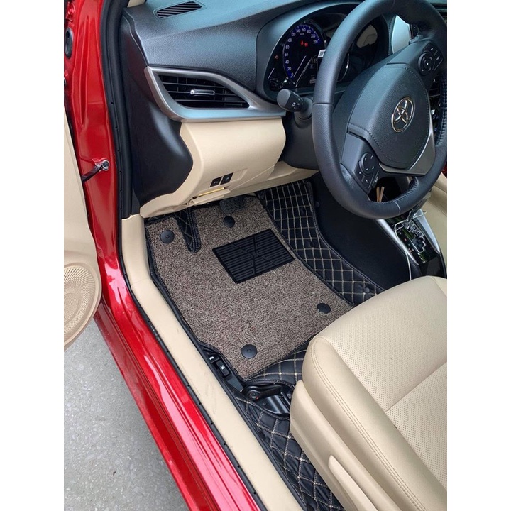 Thảm lót sàn ô tô 5d, 6d Nano 2 chỉ Toyota Vios 2007 – 2023 kháng khuẩn, khử mùi trải kín sàn xe bảo hành 3 năm