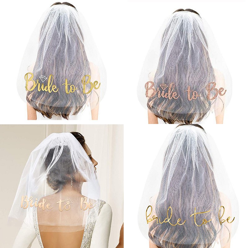 Bride To Be Short Veil Bridal Shower Beach Pool Rustic Wedding Engagement Bachelorette Hen Night Party Decoration Favor Gift