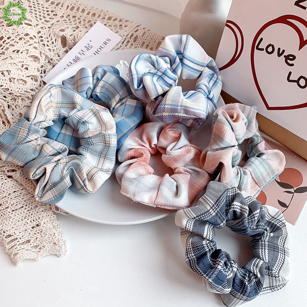 Dây Buộc Tóc Họa Tiết Ca Rô Phong Cách Hàn Quốc Xinh Xắn Dành Cho Nữ