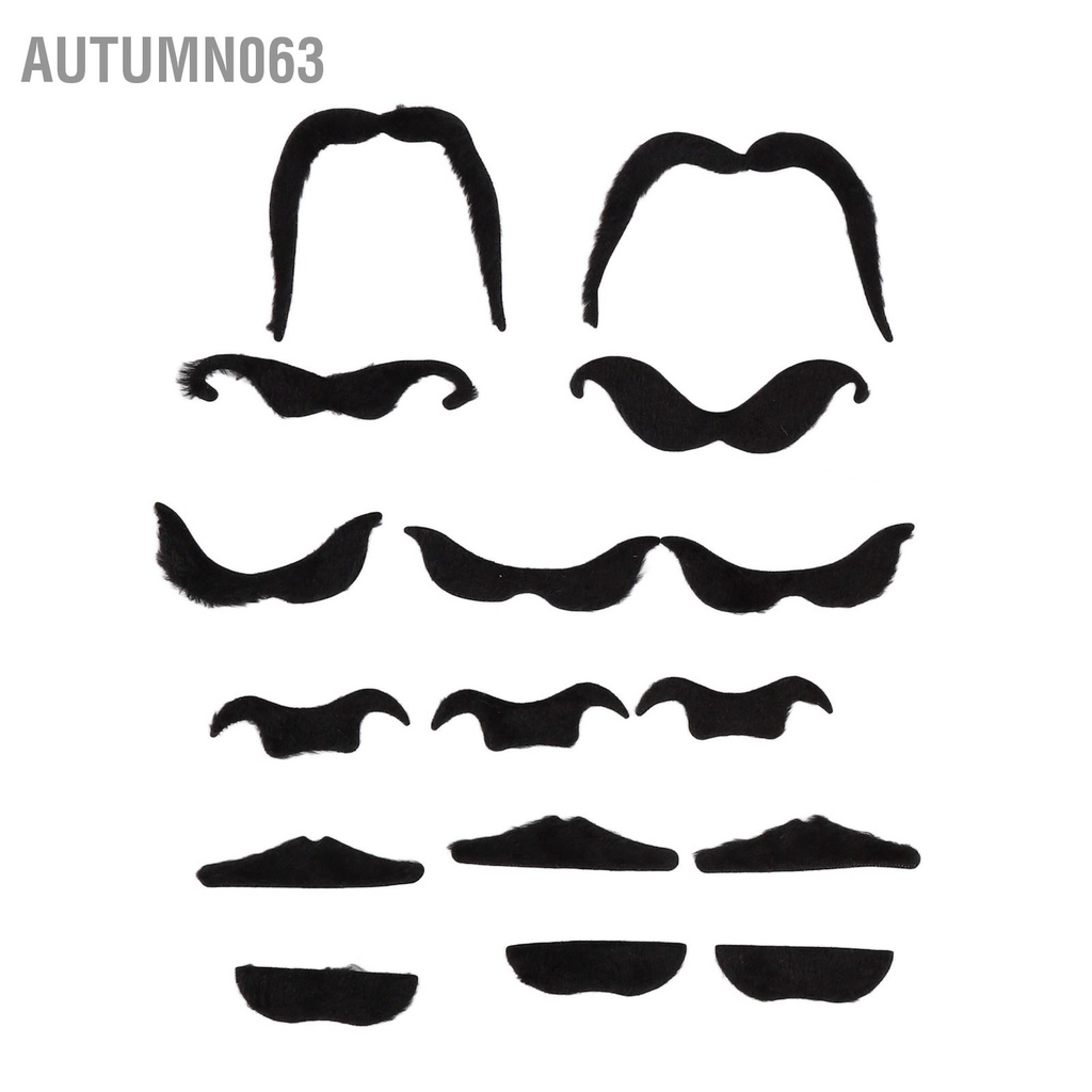 Autumn063 Bộ râu mày giả lông và ria mép nhân tạo hình bích ngắn với keo dán mặt sau cho bữa tiệc chủ đề