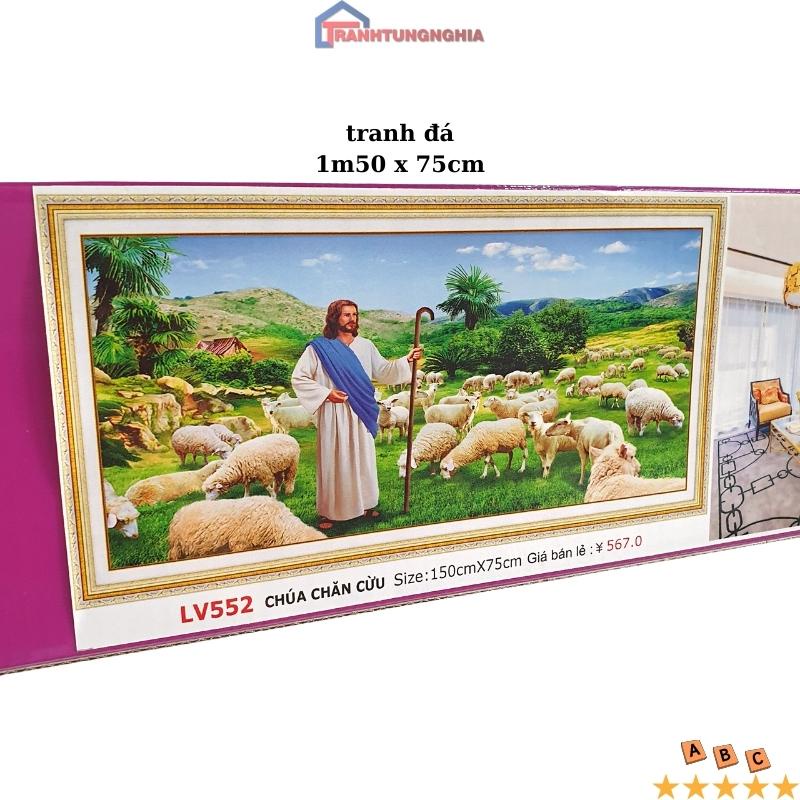 Tranh đính đá, tranh thêu chữ thập chúa chăn chiên