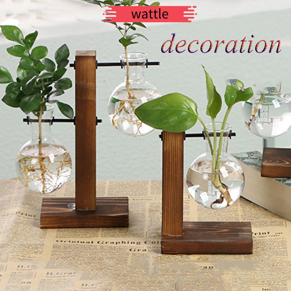 Chậu kính trồng cây thủy sinh khung gỗ để bàn trang trí nhà cửa