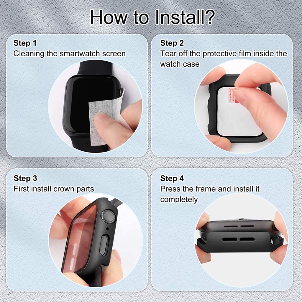 Ốp Bảo Vệ Mặt Đồng Hồ Thông Minh Kèm Kính Cường Lực Dành Cho Apple Watch 45mm 41mm 44mm 40mm Series 8 / 7 / SE / 6 / 5 / 4