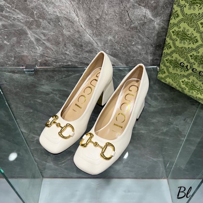 Giầy Gucci Gót Trụ 2 Màu Trắng Đen Full Size 35-39