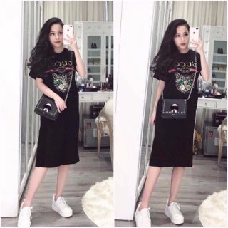 Đầm suông in hình mèo siêu hót