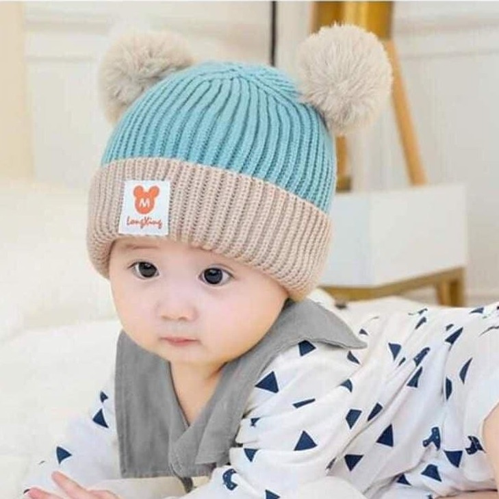 Set mũ kèm khăn len ống lót nỉ siêu ấm không bị ngứa đầu cho bé từ 1 tuổi đến 3 tuổi-giadungsieure