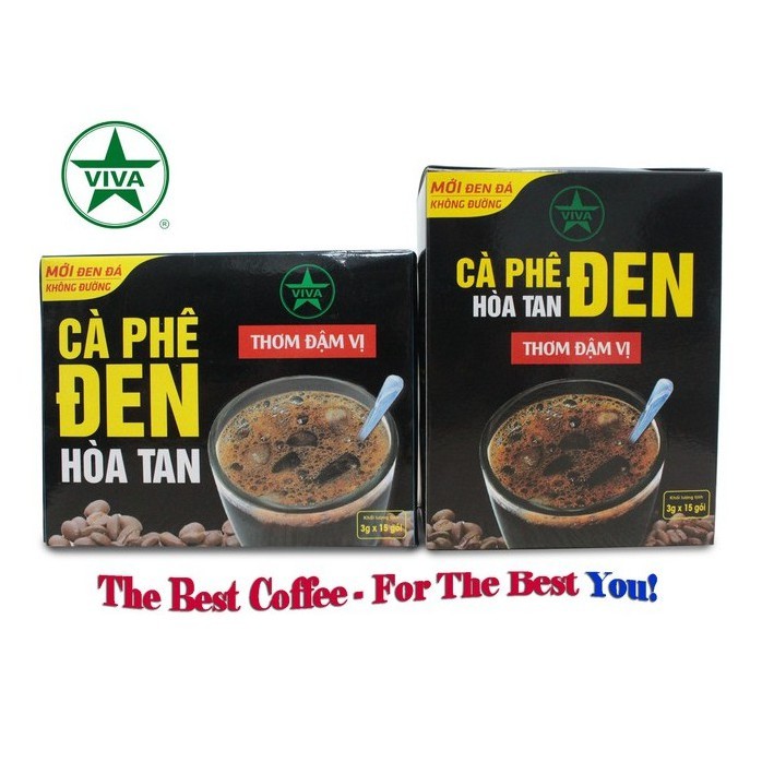 Cà phê đen hòa tan VIVA STAR 1in1⭐𝑭𝑹𝑬𝑬𝑺𝑯𝑰𝑷⭐ không đường (1 hộp 15 gói)