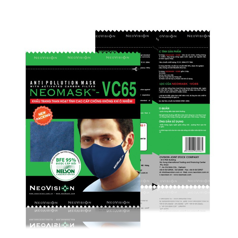 [CHÍNH HÃNG] Khẩu trang vải than hoạt tính NEOVISON VC65