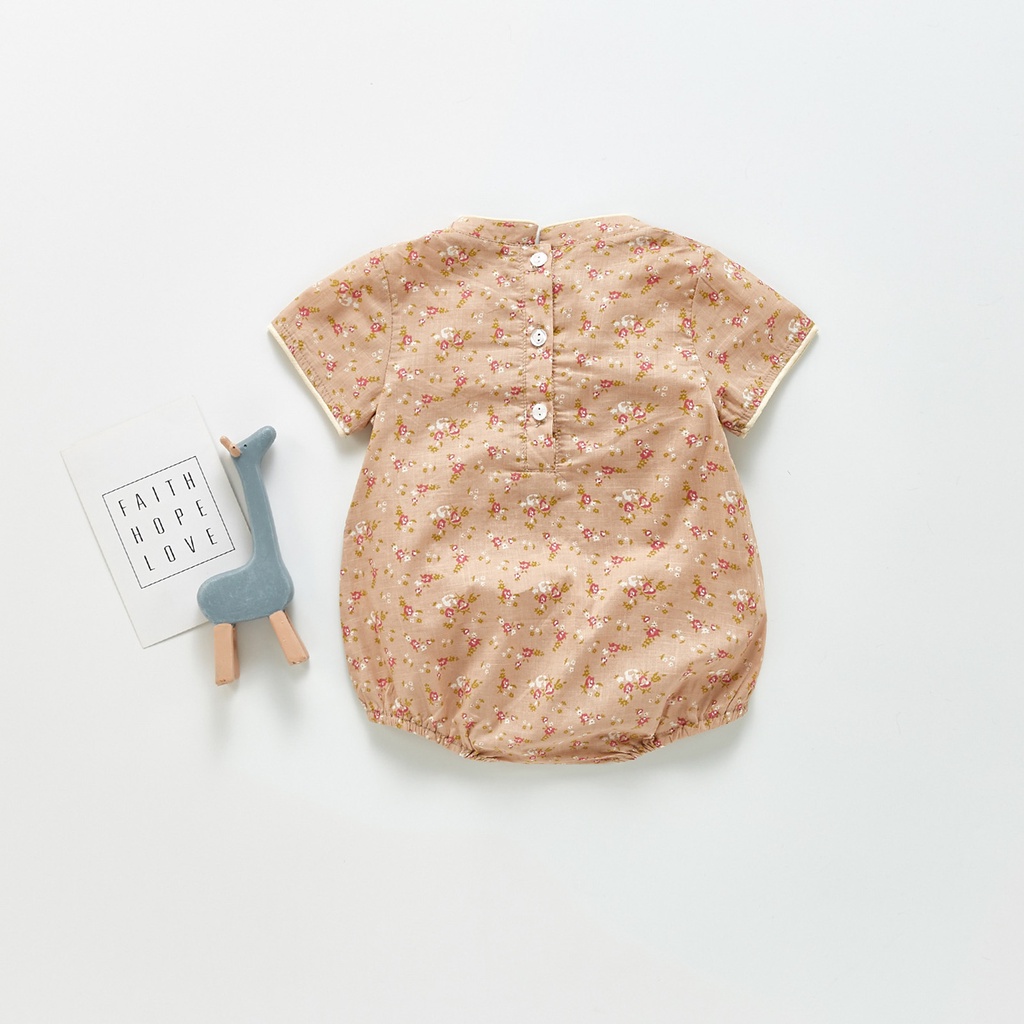 Áo liền quần kiểu sườn xám in hoa thân thiện với da cho bé