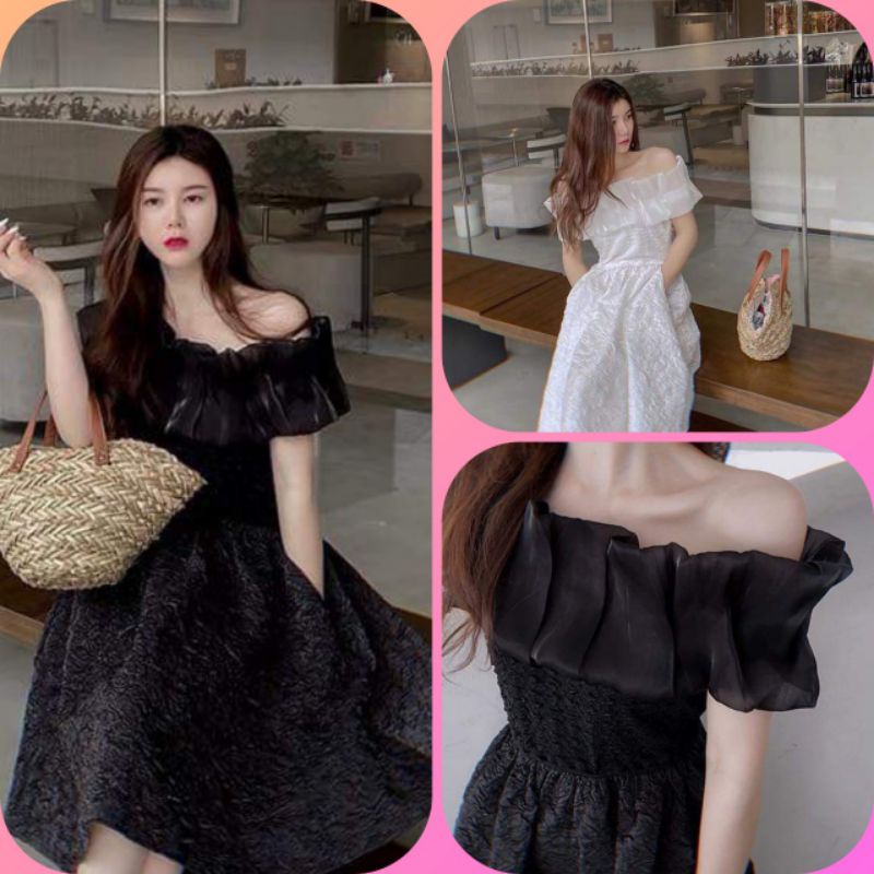 Đầm trễ vay gấm sang trọng, váy nữ dạ hội dáng xòe , đầm nữ dễ thương sang trọng