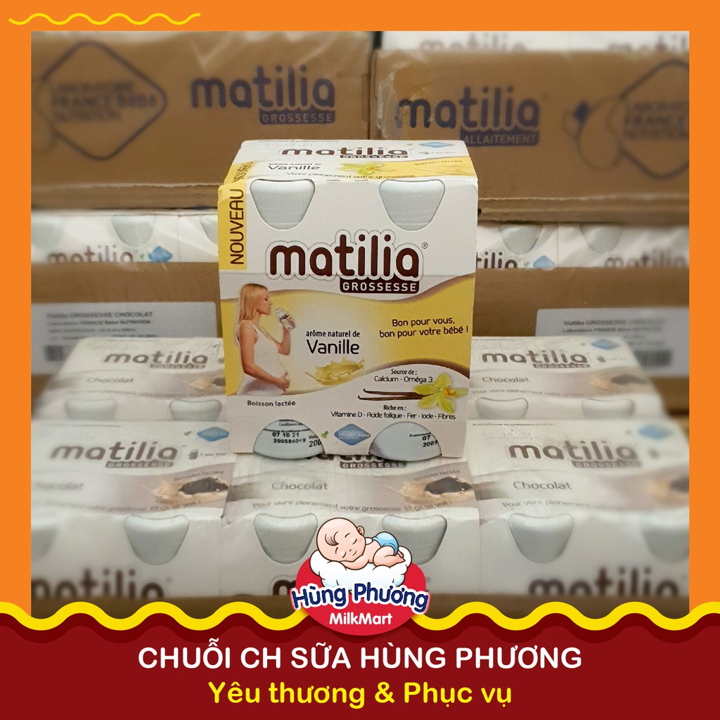 Sữa bầu matilia Pháp vị socola/Vani/dâu (lốc 4 hộp) thơm ngon, nhiều dưỡng chất