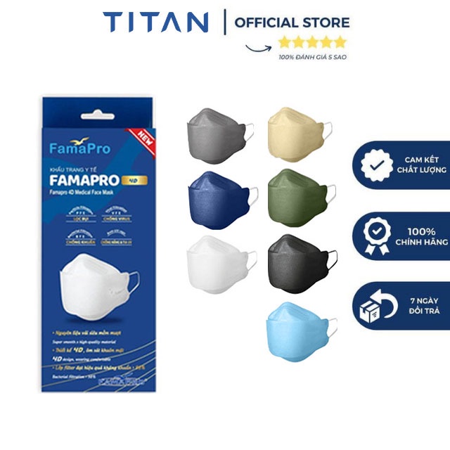 [4D HỘP 10 CÁI] Khẩu trang y tế cao cấp kháng khuẩn 3 lớp Famapro 4D KF94