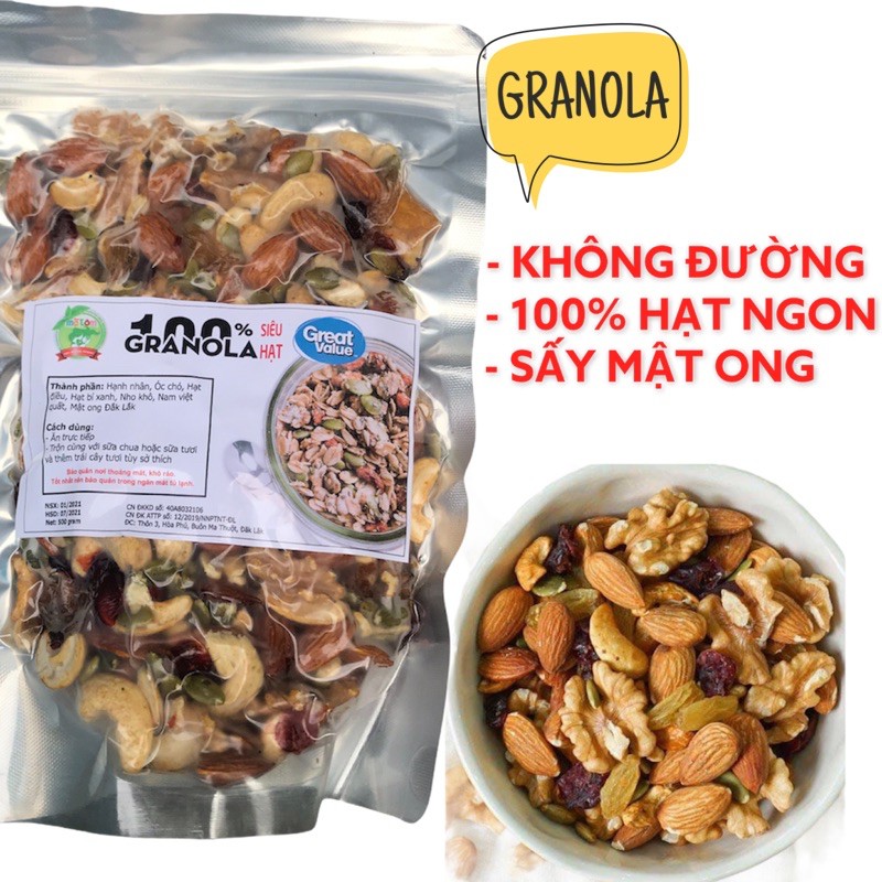 Granola Cao Cấp Nướng Mật Ong Siêu Ngon (500 gr) , ngủ cốc mix hạt