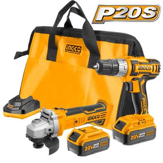 Bộ combo máy mài góc và máy khoan dùng pin 20V Ingco 20V