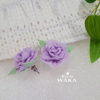 Hoa Tai Hồng Tím Đất Sét Handmade