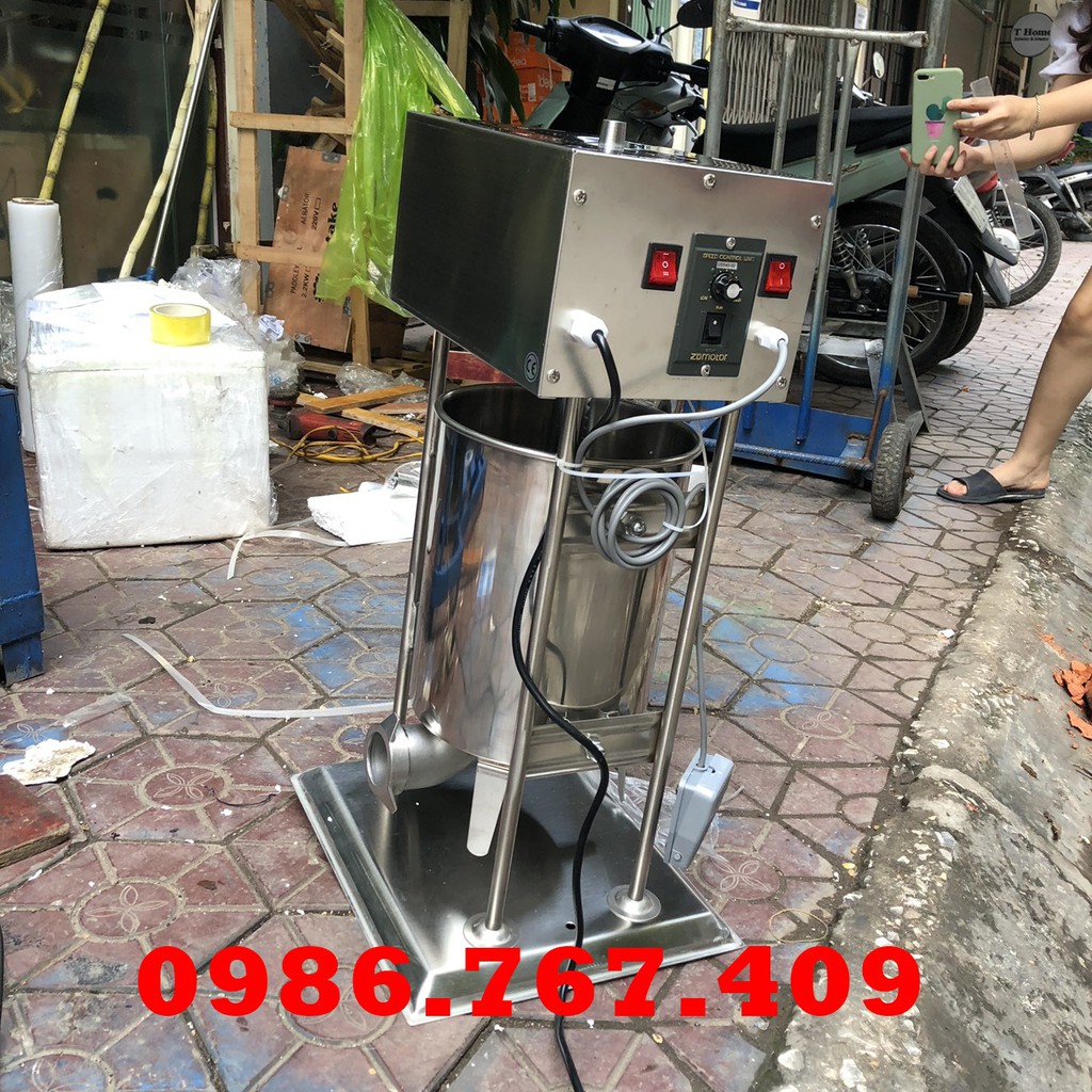 Máy nhồi xúc xích 15L inox chạy điện 1 pha dân dụng 40kg/h