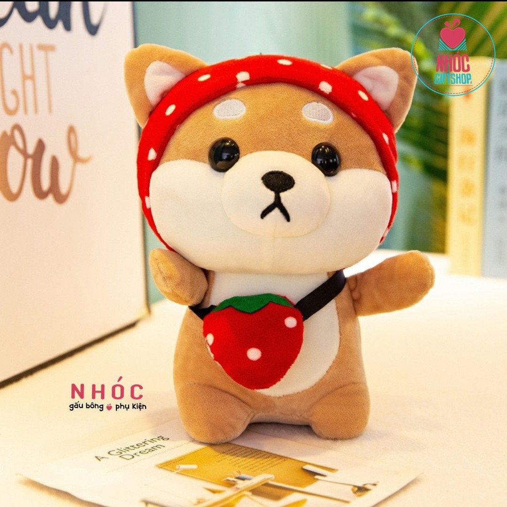 Gấu Bông Hoạt Hình Chó Shiba Cosplay Đội Nón Thú Lông Mịn Bông Mềm Hàng Cao Cấp Đồ Chơi Cho Bé An Toàn Dễ Thương Size 20