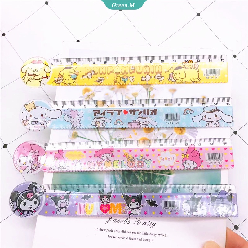 Thước Nhựa Acrylic Trong Suốt Chống Vỡ 15cm Hình Sanrio Cinnamoroll Hello Kitty Kuromi